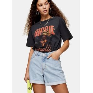 Topshop Light Blue Roll Hem Mom Denim Shorts. Size 6.